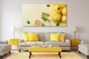 Stampa su tela – Limoni con menta