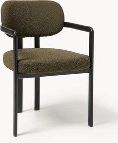 Sedia imbottita in bouclé con braccioli Adrien