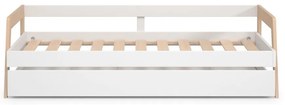 Letto da bambini estraibile bianco in pino massiccio con contenitore con rete inclusa 90x200 cm Carrie – Marckeric