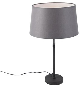 Lampada da tavolo nera con paralume in lino grigio 35 cm regolabile - Parte