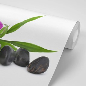 Carta da parati – Orchidea viola in un ambiente zen