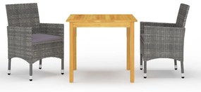Set Mobili Da Pranzo Per Giardino 3 Pz Grigio /