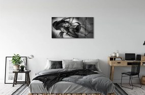 Quadro su vetro acrilico Donna in bianco e nero 100x50 cm