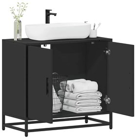 Mobile Lavabo Da Bagno Nero 65x33x60 Cm İn Legno Multistrato /