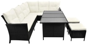 Set Divani da Giardino 4 pz con Cuscini in Polyrattan Nero