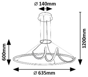 Rabalux 72022 - Lampadario a sospensione con filo LED dimmerabile MENAZI LED/46W/230V 3000-6500K + +TC