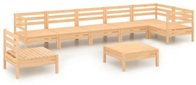 Set Salotto da Giardino 8 pz in Legno Massello di Pino