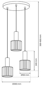 Lampadario a sospensione con filo CRISTAL 3xE27/60W/230V nero