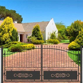 Cancello manuale battente Lavaredo in ferro, apertura centrale, L 408.5, H 165-195 cm, di colore nero