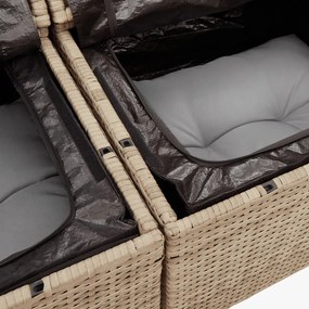 Set Divano da Giardino 9 pz con Cuscini Beige Misto Polyrattan