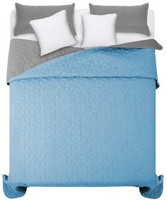 Copriletto reversibile blu-grigio per letto matrimoniale 200 x 220 cm