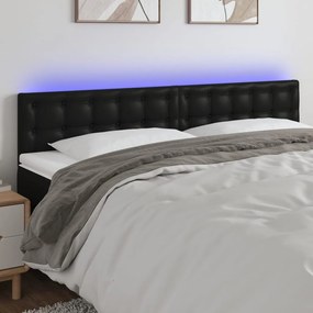 Testiera A Led Nera 200x5x78/88 Cm İn Similpelle /