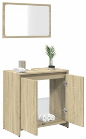 Set mobili da bagno 2 pz rovere sonoma in legno multistrato