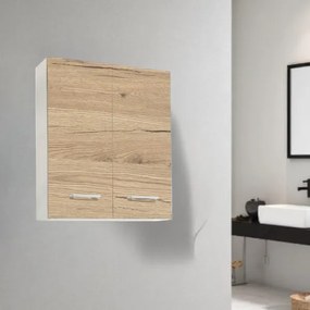 Pensile doppio sospeso Quercia Naturale con maniglie cromate 60x22xh71 cm