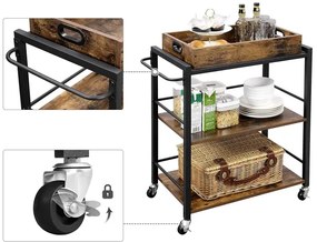 Tavolino di servizio MARGE marrone/nero