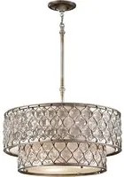 Lampadario Contemporaneo Lucia Acciaio Argento Brunito Cristallo 6 Luci E27