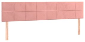 Testiera a led rosa 160x5x78/88 cm in velluto