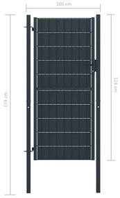 Cancello per Recinzione in PVC e Acciaio 100x124 cm Antracite