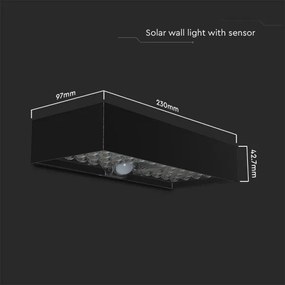 Applique a LED solare con sensore LED/6W/3,7V IP65 4000K 3000 mAh nero