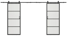 Porta scorrevole doppia con sistema esterno muro alluminio e vetro temp. trasparente 2xH205xL63cm  - SINCA II