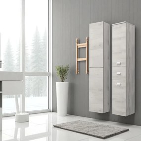 Colonna singola sospesa a 2 ante e 1 cassetto 182H Quercia Bianco