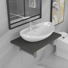 Set Mobili Da Bagno 2 Pz Ceramica Grigio /