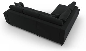 Divano angolare nero allungabile e con contenitore (con penisola a sinistra/a L) con rivestimento in velluto Kyoto – Cosmopolitan Design