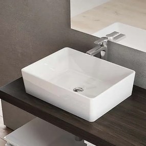 Lavabo rettangolare da appoggio 48x37 cm in ceramica bianco lucido