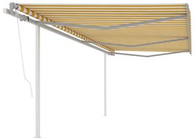 Tenda Retrattile Automatica Con Pali 6x3,5 M Gialla E Bianca /