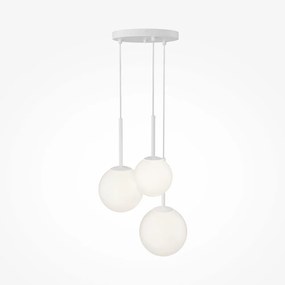 Maytoni Lampada a sospensione moderna in metallo con 3 pendenti in vetro rotondi Basic Form - 40W BIANCO