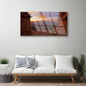 Quadro in vetro Roccia Nuvole Cielo Paesaggio 100x50 cm