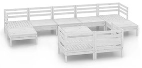 Set salotto da giardino 10 pz in legno massello di pino bianco