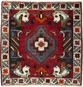 Shiraz Tappeto 70x70 Rosso (Iran) Annodato A Mano