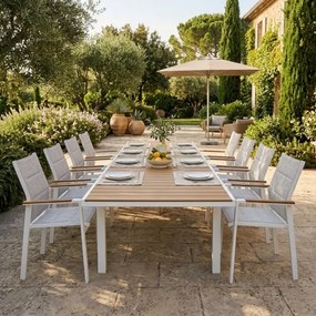 Tavolo In Alluminio Allungabile Effetto Legno 100x200-300 Cm Bianco