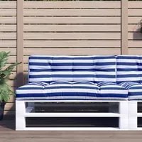 Cuscino per Pallet Strisce Bianche e Blu 120x40x12cm Tessuto 360638