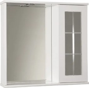 Specchiera contenitore 69 cm con anta inglesina e luce Led Bianco Lucido