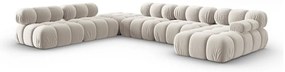 Divano angolare componibile beige (con penisola a sinistra/a U) con rivestimento in velluto Bellis – Micadoni