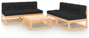 Set Divani Giardino 6 pz con Cuscini in Legno Massello di Pino