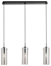 Lampadario Glamour Magic nero paralume fumo 3x E27 LUCE AMBIENTE DESIGN