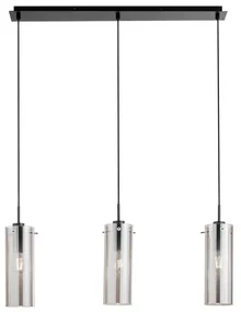 Lampadario Glamour Magic nero paralume fumo 3x E27 LUCE AMBIENTE DESIGN