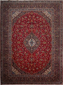 Kashan Tappeto 400x300 Blu (Iran) Annodato A Mano