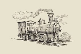 Stampa su tela – Treno in stile retrò