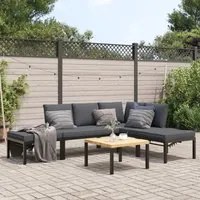 Set Divani da Giardino 5 pz con Cuscini in Alluminio Nero 3283691