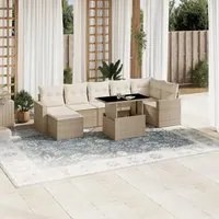 Set Divano da Giardino 8 pz con Cuscini Beige in Polyrattan 3267428