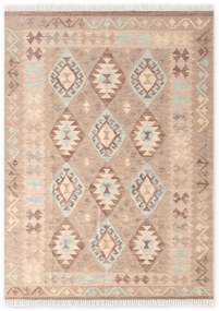 Tappeto azzurro/beige in lana reversibile/tessuto a mano 120x170 cm Kamal Dune – Nouristan