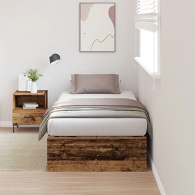 Struttura letto con contenitore in legno invecchiato 80x200 cm