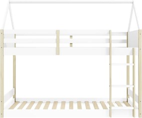 Letto da bambini a forma di casa/a castello bianco/di colore naturale 90x190 cm Valka – Marckeric