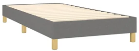 Letto a molle materasso e led grigio scuro 90x200 cm in tessuto
