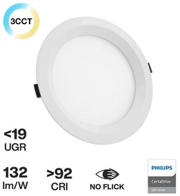 Faro LED da Incasso 42W IP54, Foro Ø210mm, UGR19 - PHILIPS Certadrive Colore Bianco Variabile CCT