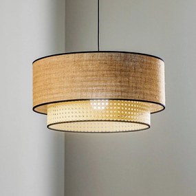 Lampada a sospensione Boho Duolla, dimmerabile, Legno chiaro, Soggiorno / Sala da pranzo, Tessuto / Stoffa / Seta, Campagna / Rustiche, Lampada a sospensione